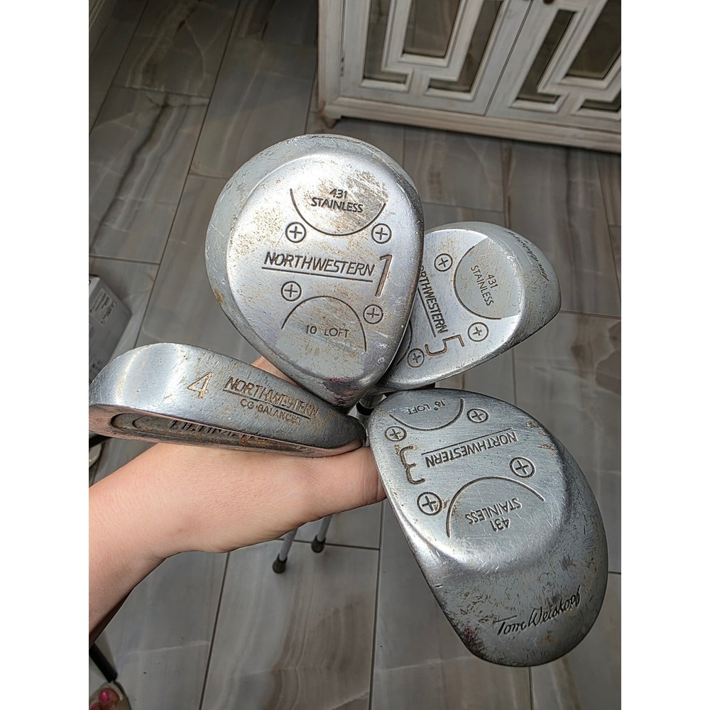 Northwestern Golf Club Set 1 3 5 Woods Tom Weiskopf 4 Iron Ultimate Stainless - Picture 4 of 16